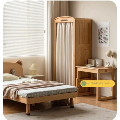 Oak Solid Wood, Solid Rubberwood Kids Simple Wardrobe