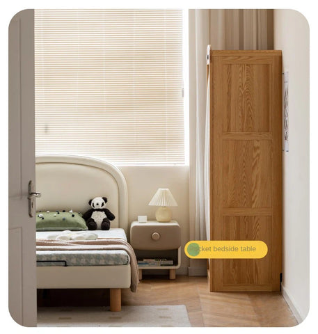 Oak Solid Wood, Solid Rubberwood Kids Simple Wardrobe
