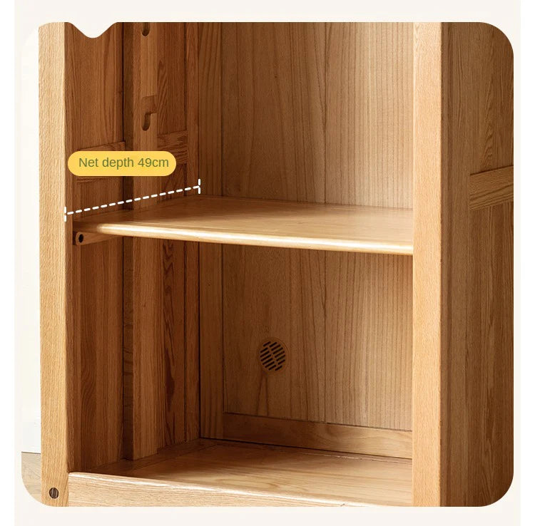 Oak Solid Wood, Solid Rubberwood Kids Simple Wardrobe