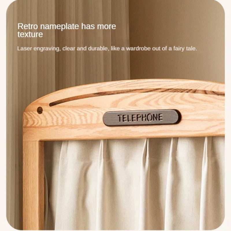 Oak Solid Wood, Solid Rubberwood Kids Simple Wardrobe