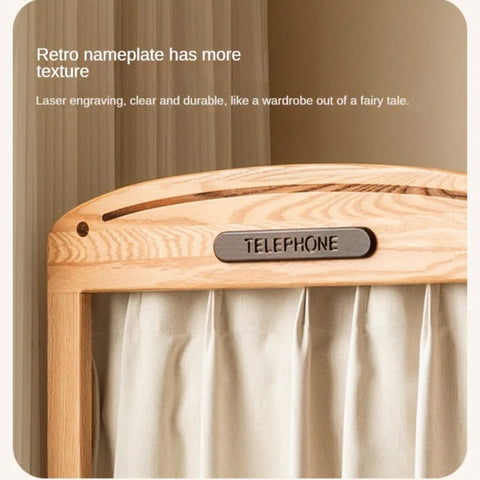 Oak Solid Wood, Solid Rubberwood Kids Simple Wardrobe