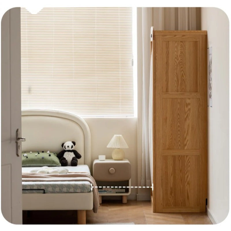 Oak Solid Wood, Solid Rubberwood Kids Simple Wardrobe