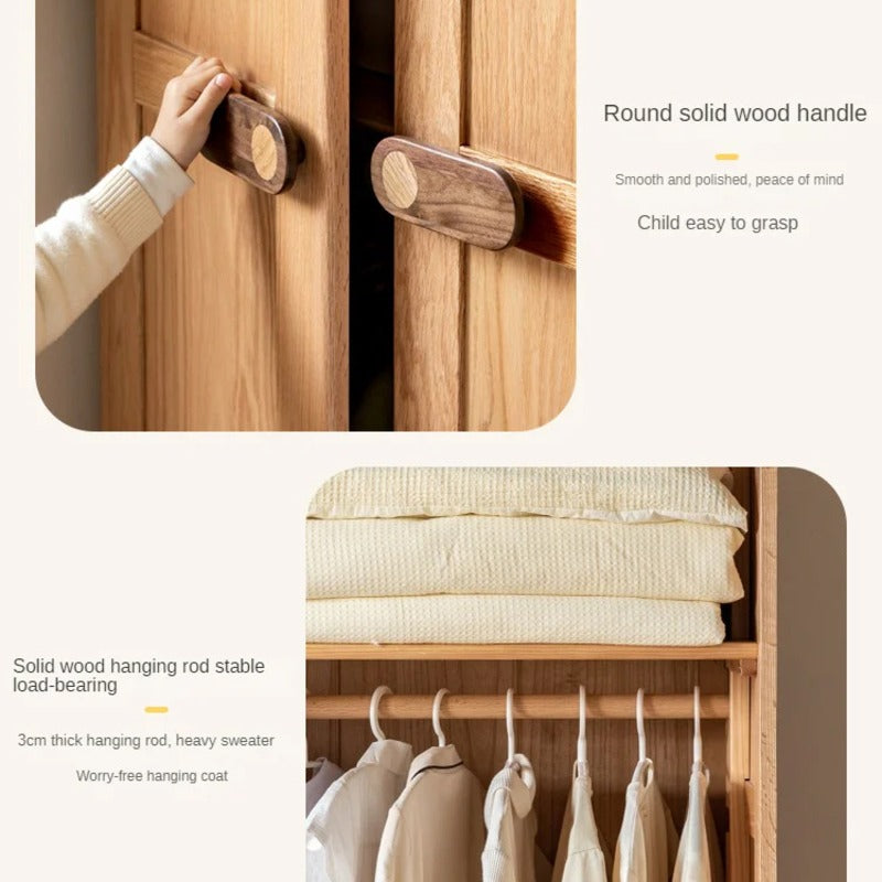 Oak Solid Wood Children's Wardrobe