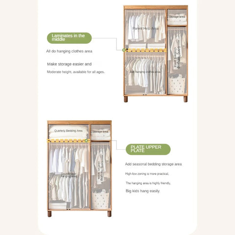 Oak Solid Wood Children's Wardrobe