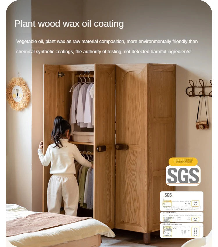 Oak Solid Wood Children's Wardrobe