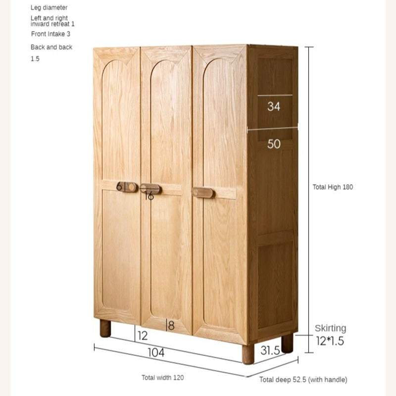 Oak Solid Wood Children's Wardrobe