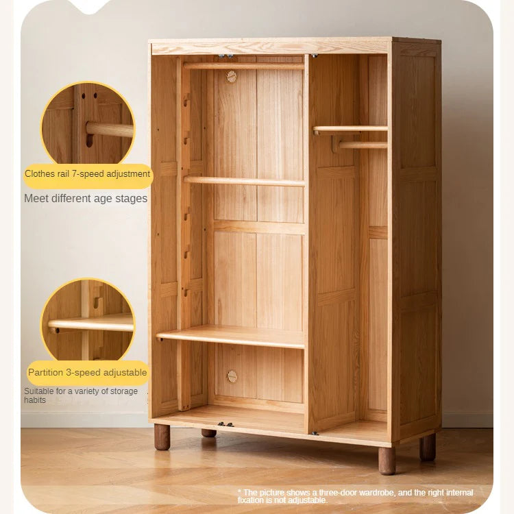 Oak Solid Wood Children's Wardrobe