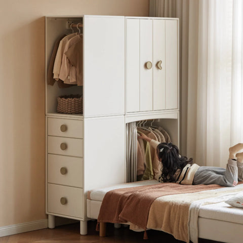 Solid Rubberwood Children's Wardrobe Combination