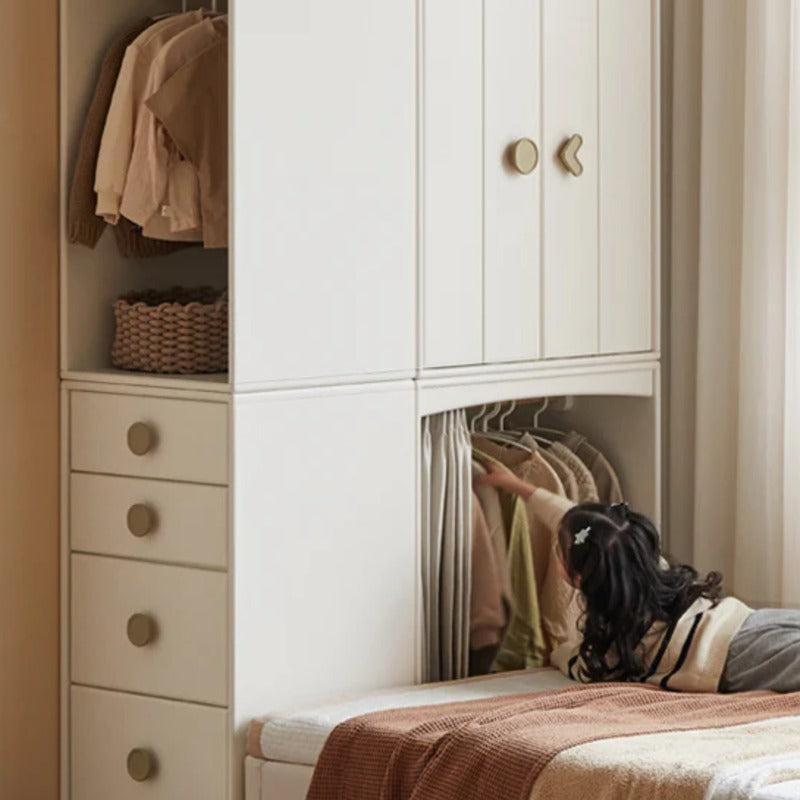 Solid Rubberwood Children's Wardrobe Combination