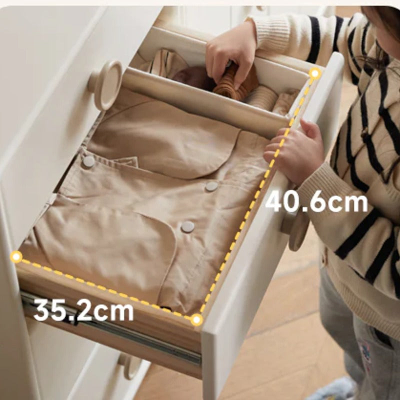 Solid Rubberwood Children's Wardrobe Combination