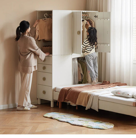 Solid Rubberwood Children's Wardrobe Combination