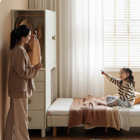 Solid Rubberwood Children's Wardrobe Combination