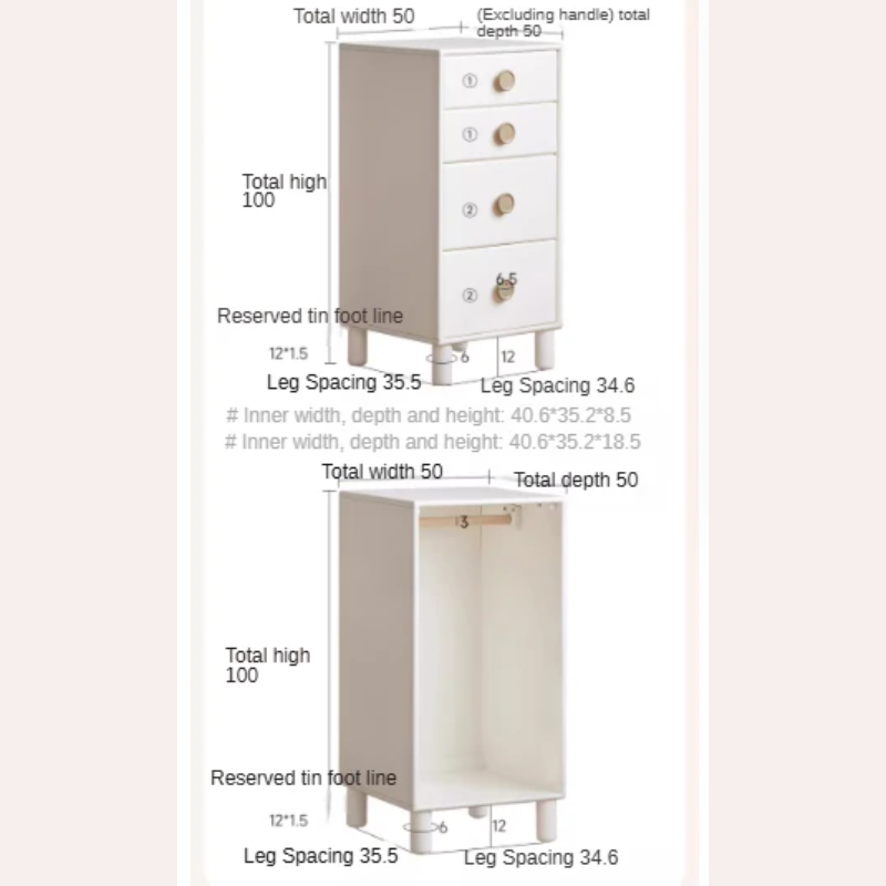 Solid Rubberwood Children's Wardrobe Combination