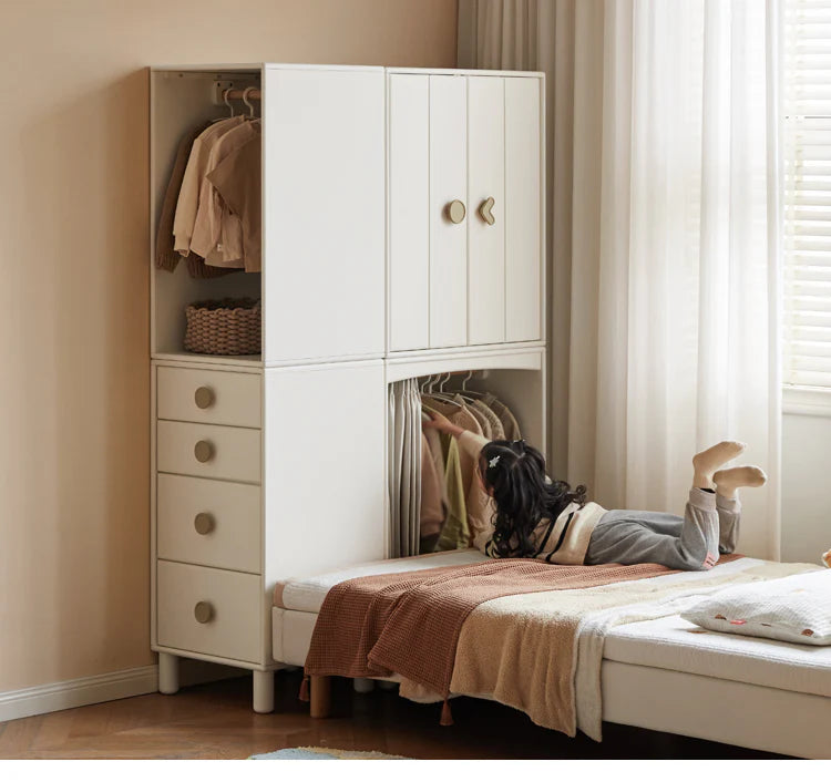 Solid Rubberwood Children's Wardrobe Combination