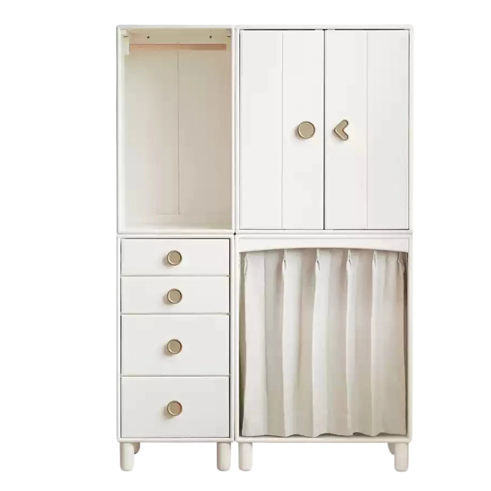Solid Rubberwood Children's Wardrobe Combination