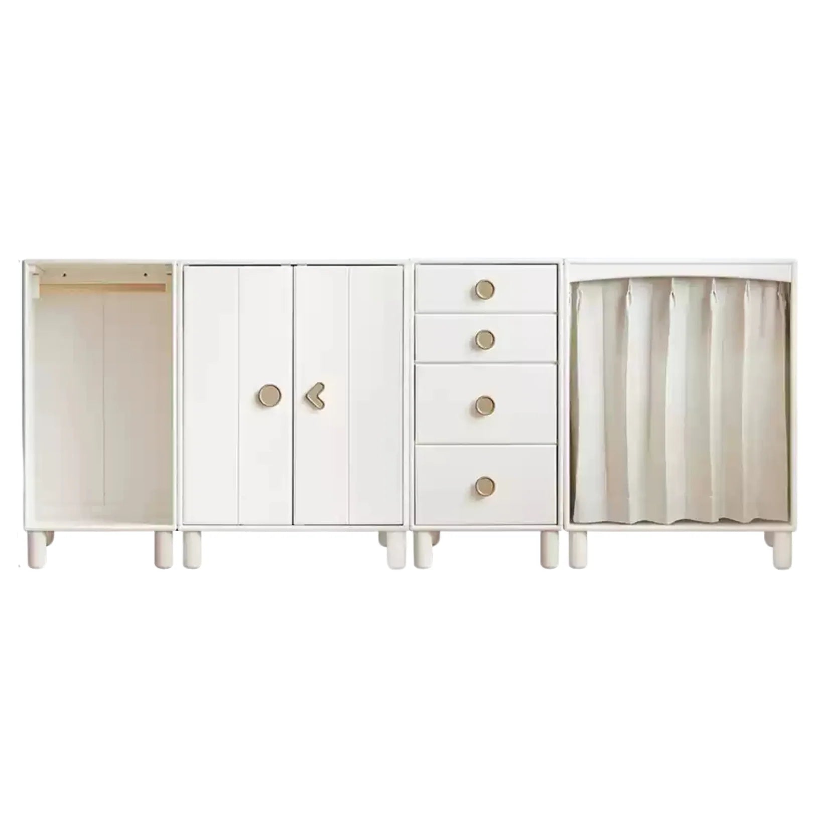Solid Rubberwood Children's Wardrobe Combination