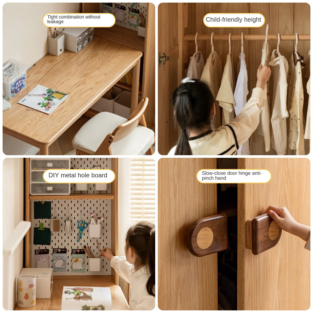 Oak Solid Wood Children's Wardrobe -