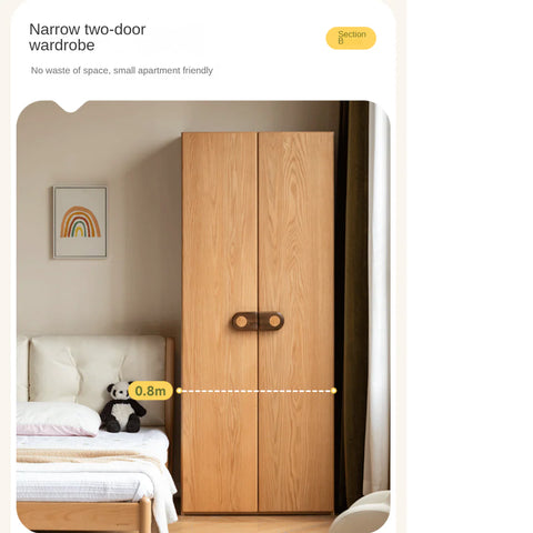 Oak Solid Wood Children's Wardrobe -
