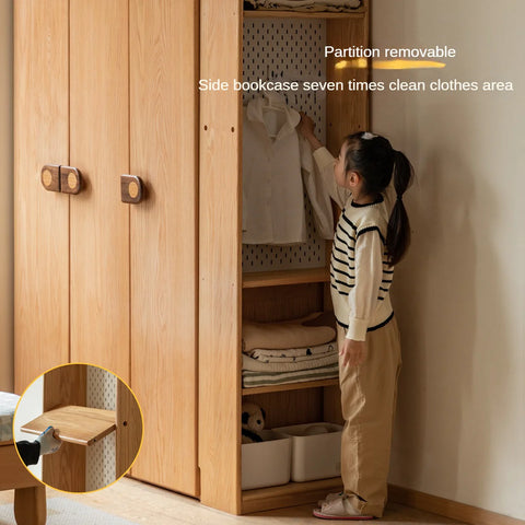 Oak Solid Wood Children's Wardrobe -