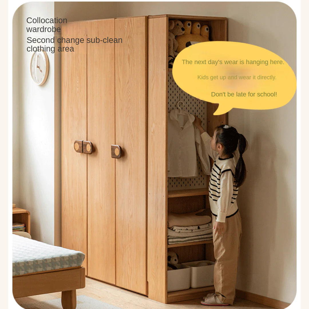 Oak Solid Wood Children's Wardrobe -