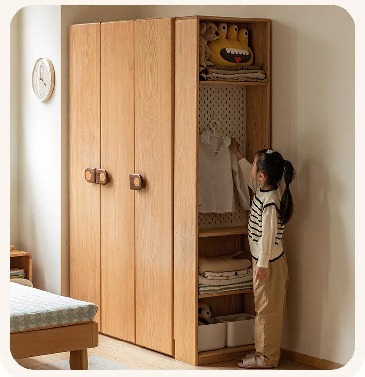 Oak Solid Wood Children's Wardrobe -