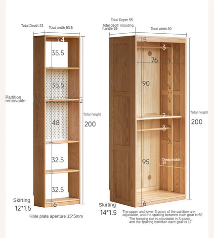 Oak Solid Wood Children's Wardrobe -