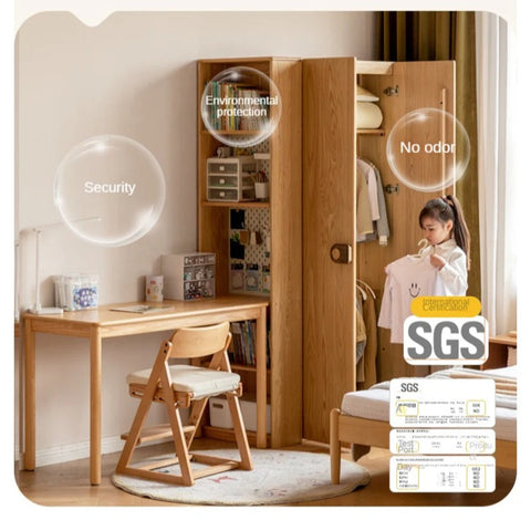 Oak Solid Wood Children's Wardrobe -
