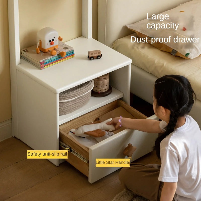 Poplar Solid Wood Kids Nightstand With Clothes Hanger
