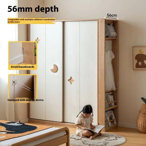 Oak Solid Wood Modern Kids Wardrobe