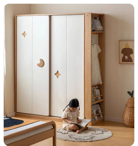 Oak Solid Wood Modern Kids Wardrobe