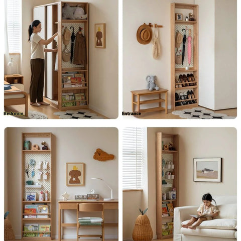 Oak Solid Wood Modern Kids Wardrobe