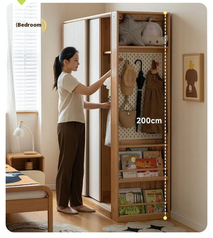 Oak Solid Wood Modern Kids Wardrobe