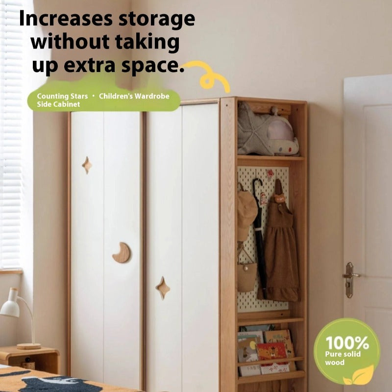 Oak Solid Wood Modern Kids Wardrobe