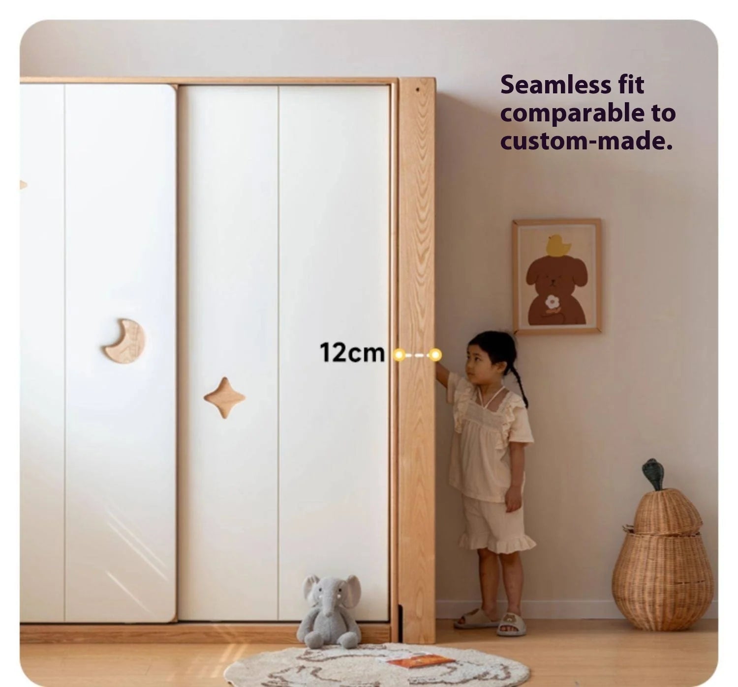Oak Solid Wood Modern Kids Wardrobe