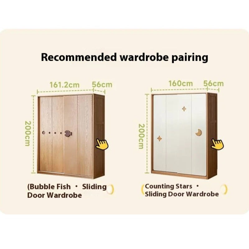 Oak Solid Wood Modern Kids Wardrobe