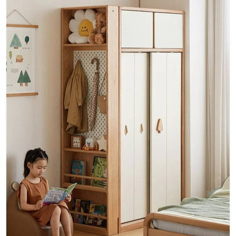 Oak Solid Wood Modern Kids Wardrobe