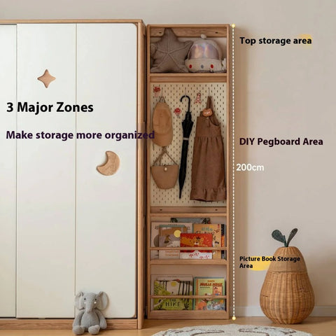 Oak Solid Wood Modern Kids Wardrobe