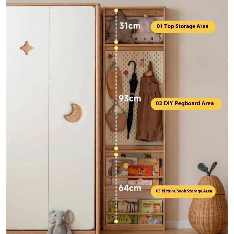 Oak Solid Wood Modern Kids Wardrobe