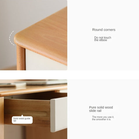 Beech Solid Wood White Desk & Bookshelf Integrated Study & Home Office Organizer