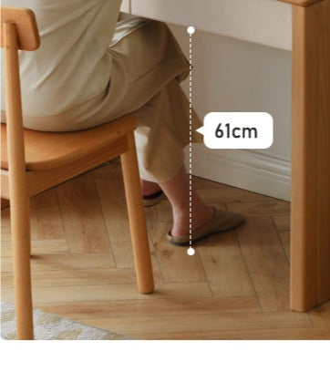 Beech Solid Wood White Desk & Bookshelf Integrated Study & Home Office Organizer