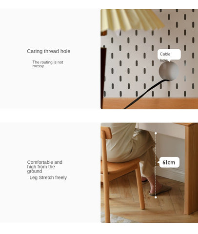 Beech Solid Wood White Desk & Bookshelf Integrated Study & Home Office Organizer