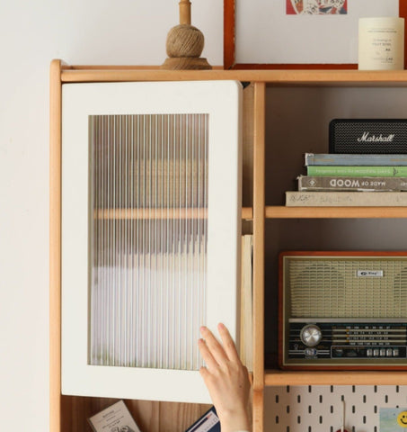 Beech Solid Wood White Desk & Bookshelf Integrated Study & Home Office Organizer