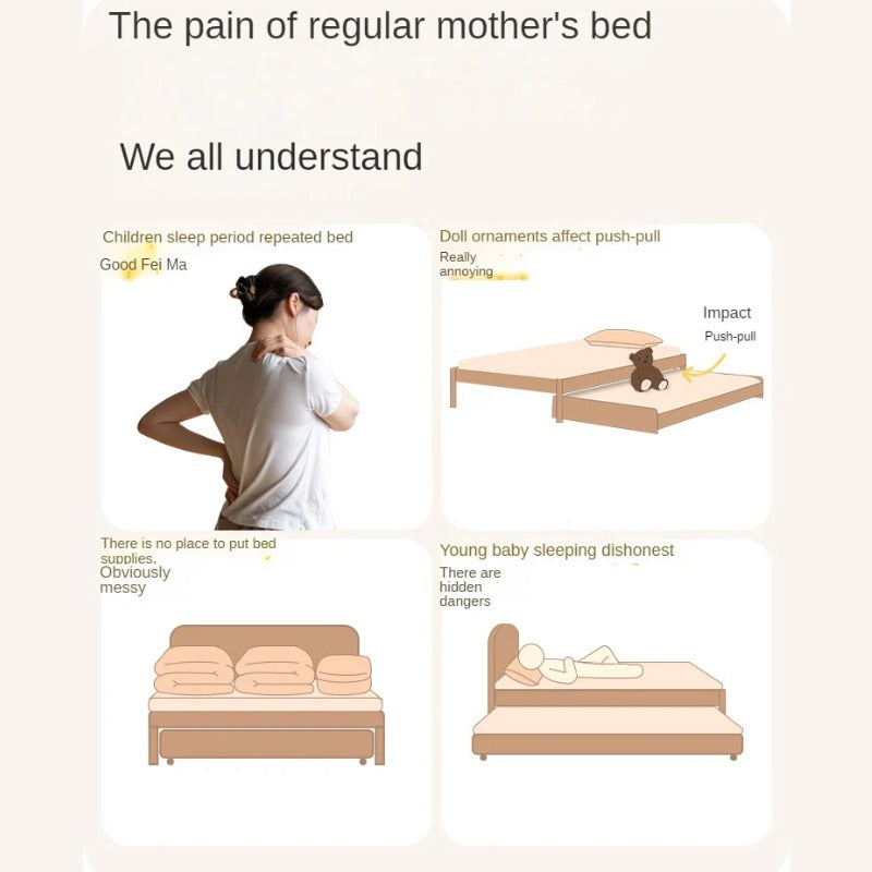 Beech Solid Wood Mother and Child Trolley Bunk Bed