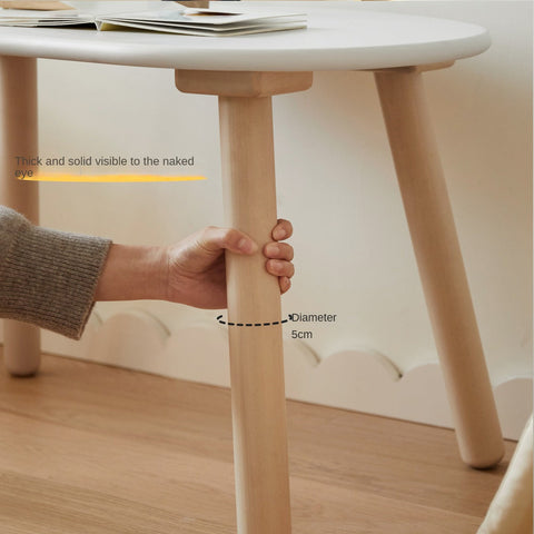 Birch Solid Wood Natural Finish Handmade Children Study Table & Activity Desk Peanut Shape