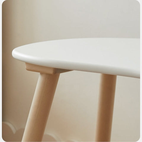 Birch Solid Wood Natural Finish Handmade Children Study Table & Activity Desk Peanut Shape