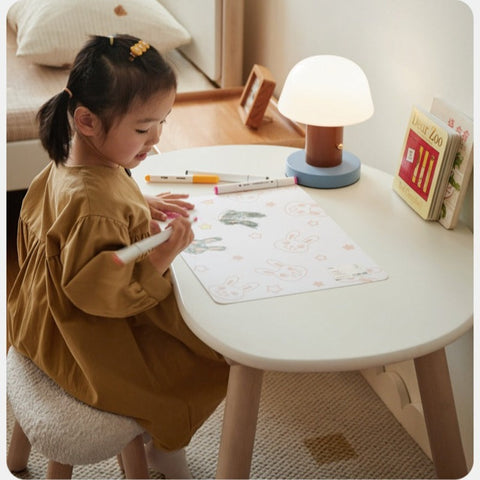 Birch Solid Wood Natural Finish Handmade Children Study Table & Activity Desk Peanut Shape