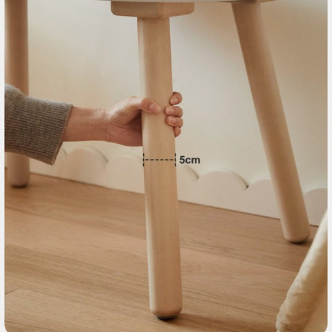 Birch Solid Wood Natural Finish Handmade Children Study Table & Activity Desk Peanut Shape