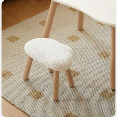 Birch Solid Wood Natural Finish Handmade Children Study Table & Activity Desk Peanut Shape