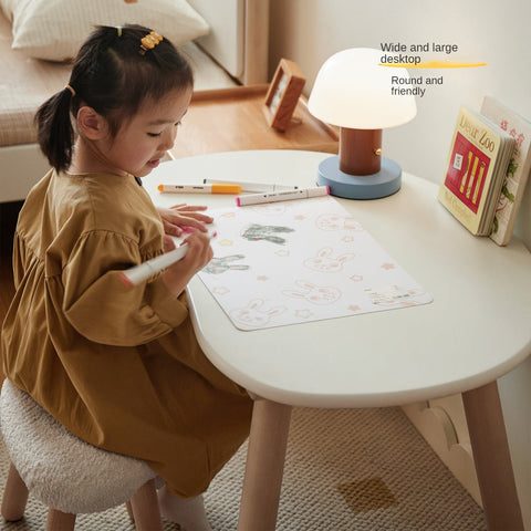 Birch Solid Wood Natural Finish Handmade Children Study Table & Activity Desk Peanut Shape