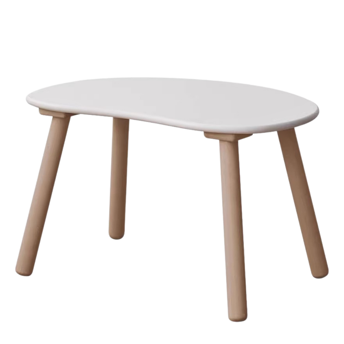 Birch Solid Wood Natural Finish Handmade Children Study Table & Activity Desk Peanut Shape